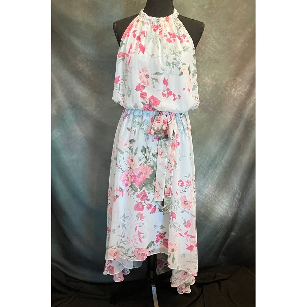INC International Concepts Floral High Neck Halter Maxi Dress Size 14
